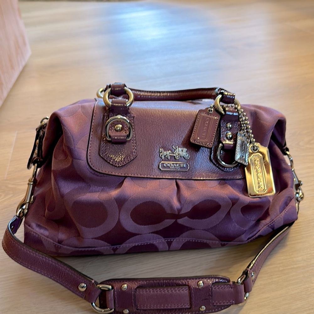 Purple coach, Madison Sabrina handbag.